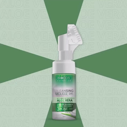 Aloe Vera Face Wash Mousse – Refreshing Foaming Cleanser with Vitamin E & Pro-Vitamin B5 | Deep Pore Cleansing, Hydrating, Anti-Breakout Formula – 120ml – Beauty Gains