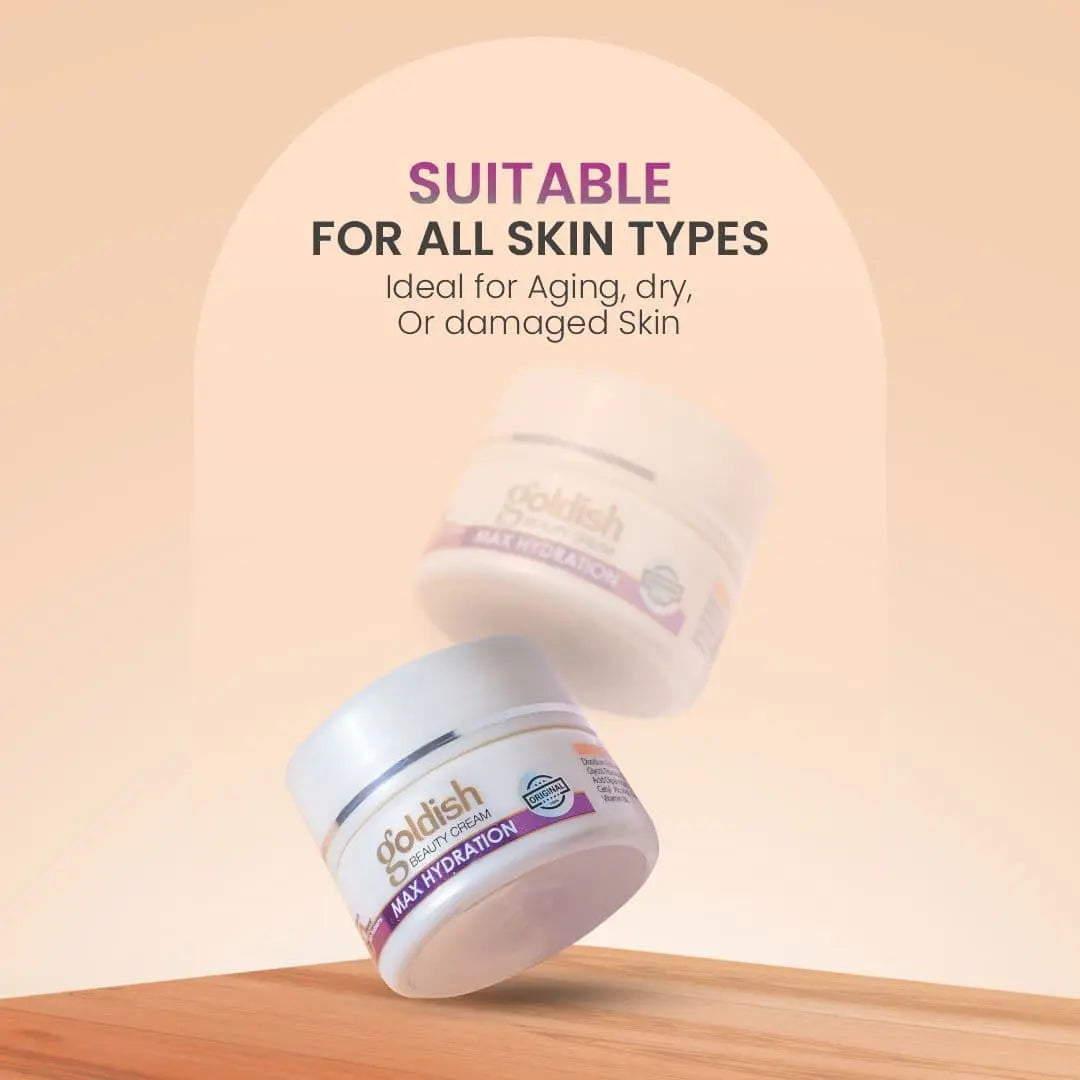 Max Hydration Goldish Beauty Cream 26gm – Anti-Aging, Brightening, Hydrating Formula with Vitamin B6, Arbutin & Zinc Oxide for Dark Spots & Sun Damage