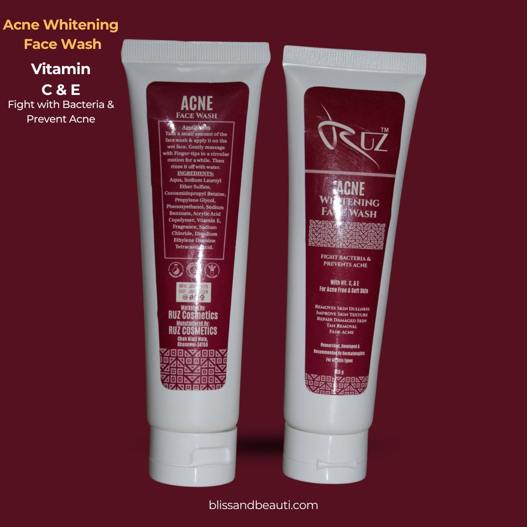 RUZ Acne Whitening Face Wash 100ml | Fight Acne & Improve Skin Texture