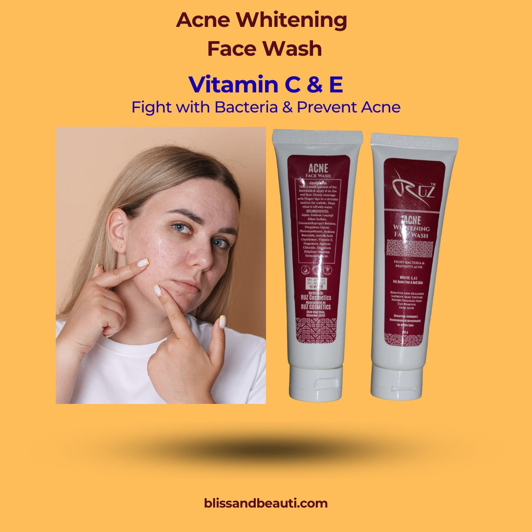 RUZ Acne Whitening Face Wash 100ml | Fight Acne & Improve Skin Texture