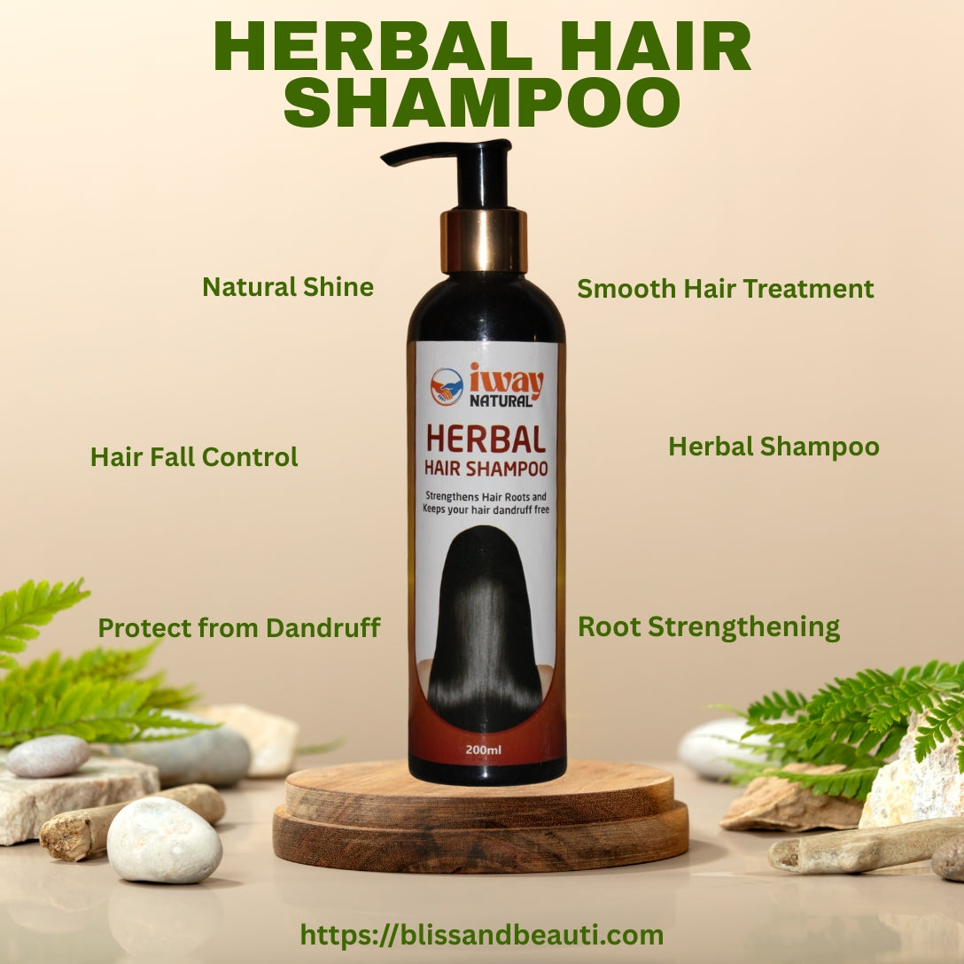 iWay Natural Herbal Shampoo – 200ml | Anti-Dandruff, Hair Strengthening & Natural Shine | Amla, Reetha, Shikakai, Brahmi & Herbal Extracts