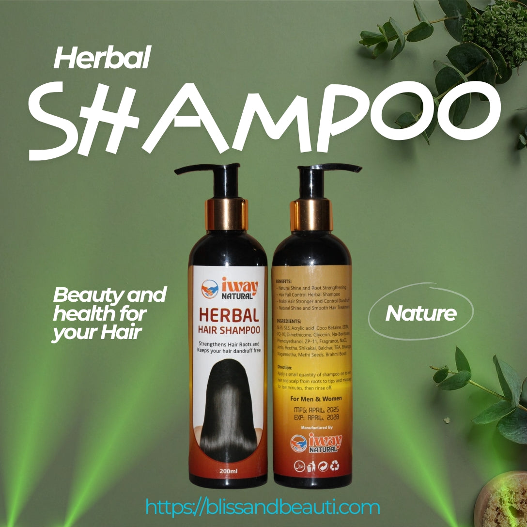 iWay Natural Herbal Shampoo – 200ml | Anti-Dandruff, Hair Strengthening & Natural Shine | Amla, Reetha, Shikakai, Brahmi & Herbal Extracts