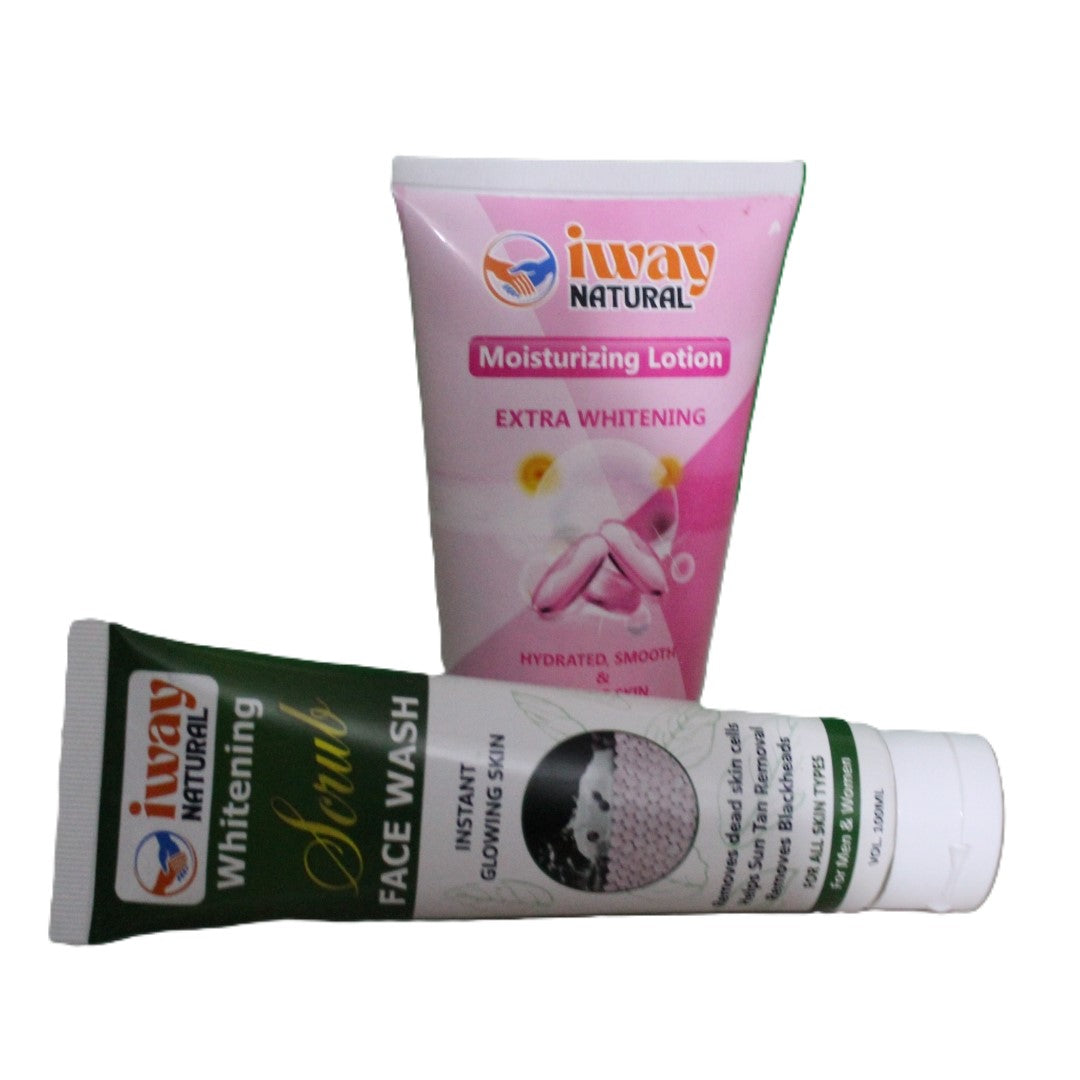iWay Whitening Scrub Face Wash + Moisturizing Lotion – Glow Skin with 15% OFF