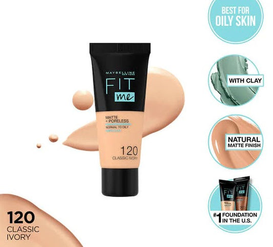 Maybelline Fit Me Matte Foundation 18ml Tube – 120 Classic Ivory
