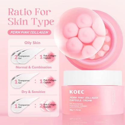 Vitamin C Capsule Face Cream – Collagen & Niacinamide Moisturizer Gel for Hydrating & Firming Skin