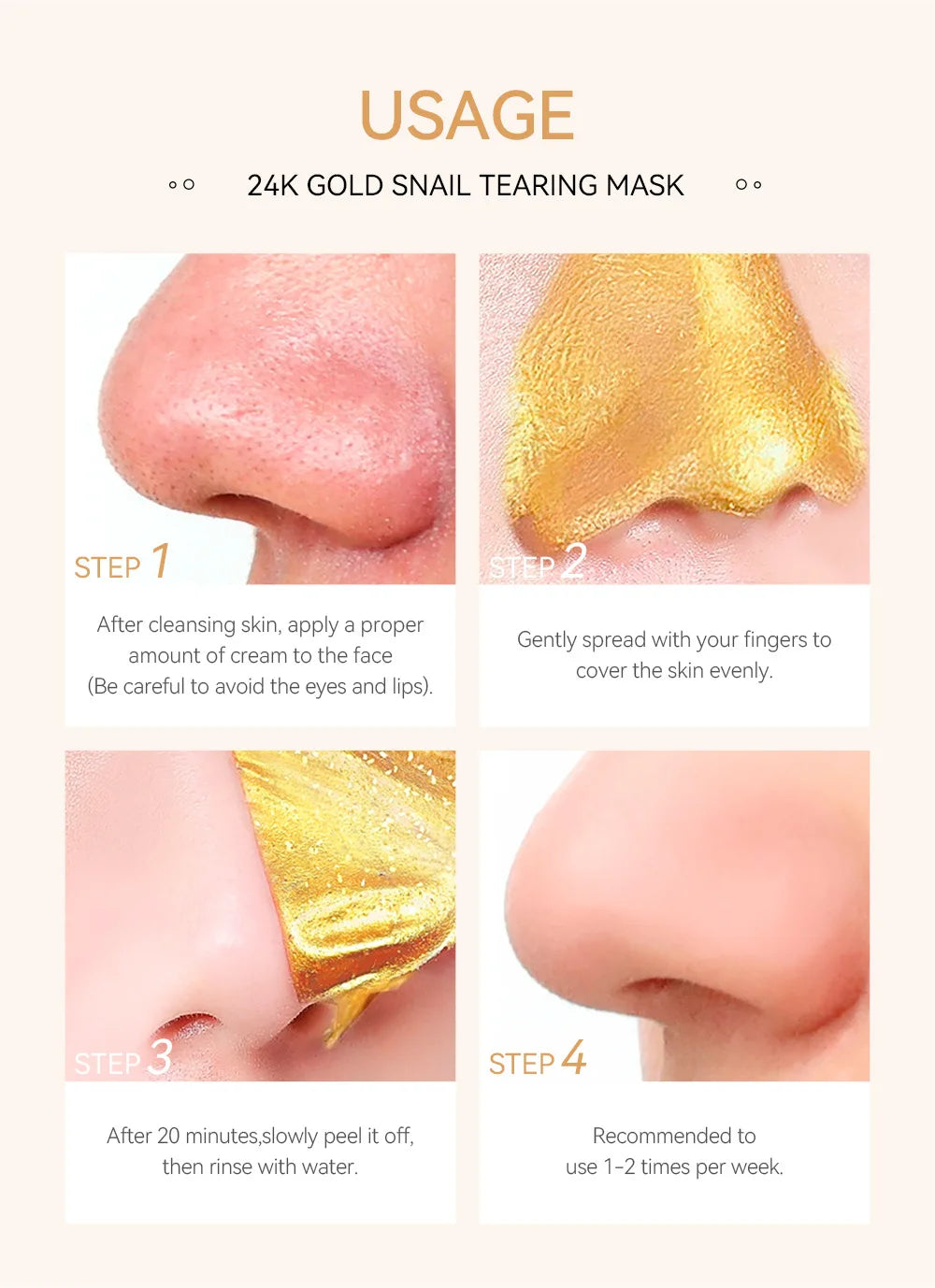 LAIKOU 24K Gold Sakura Peeling Face Mask – Anti-Wrinkle, Whitening & Blackhead Removal (50g)
