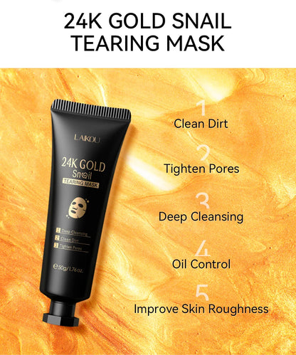 LAIKOU 24K Gold Sakura Peeling Face Mask – Anti-Wrinkle, Whitening & Blackhead Removal (50g)