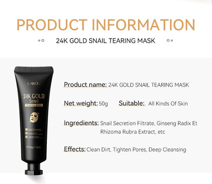 LAIKOU 24K Gold Sakura Peeling Face Mask – Anti-Wrinkle, Whitening & Blackhead Removal (50g)