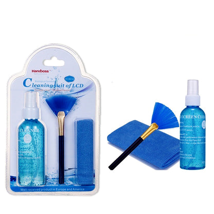 3-in-1 Screen Cleaning Kit – Spray, Microfiber Cloth & Brush