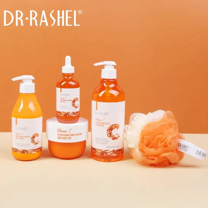 Dr. Rashel Vitamin C Brightening & Nourishing 4-Piece Body Care Gift Set | Shower Gel, Body Lotion, Body Oil & Body Butter