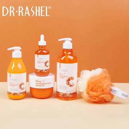 Dr. Rashel Vitamin C Brightening & Nourishing 4-Piece Body Care Gift Set | Shower Gel, Body Lotion, Body Oil & Body Butter