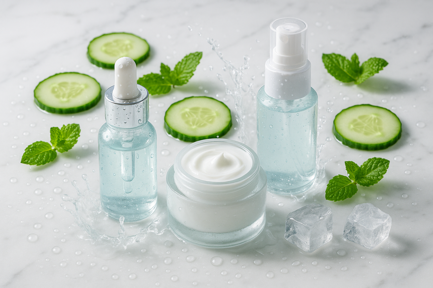generate image based on refreshingface and skin care products 