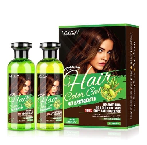 Lichen Professional Hair Color Gel – 500ml | Long-Lasting Black & Dark Brown Shades – Salon-Quality Finish