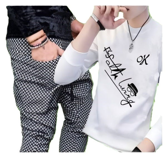 Men’s Printed Tracksuit – Summer T-Shirt & Trouser Set | Casual Wear Stitched Suit for Men & Boys