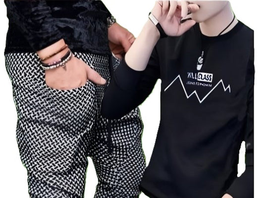 Men’s Printed Tracksuit – Summer T-Shirt & Trouser Set | Casual Wear Stitched Suit for Men & Boys