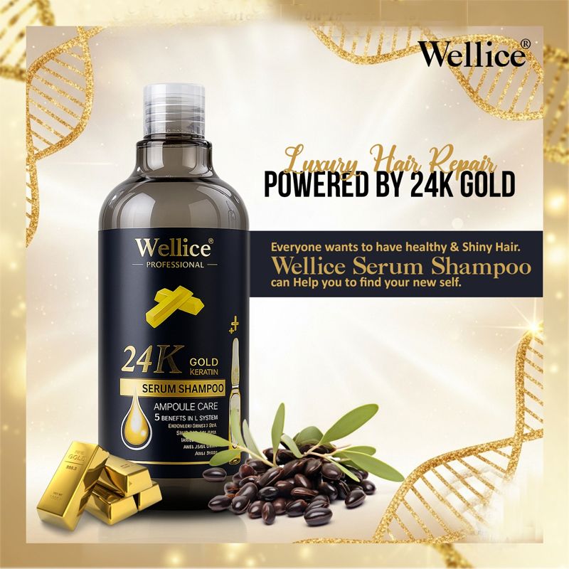 Original Gold Touch Wellice VE Argan Protein Shampoo 500 ML Get Strong Roots and Repair Damage Anti Dandruf