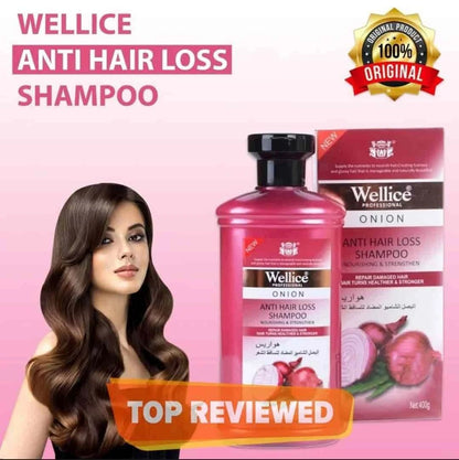 Original Wellice Onion Anti Hair Loss Shampoo 400ml – Hair Growth & Damage Repair with Natural Onion Extracts