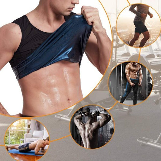 Men’s Sweat Shapewear Tank Top – Polymer Body Slimming & Waist Trainer for Weight Loss (Black)