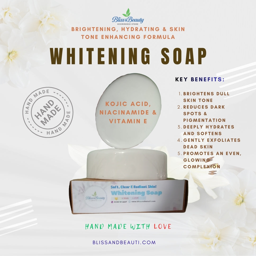 Whitening Soap with Kojic Acid, Niacinamide & Vitamin E – Brightening, Hydrating & Skin Tone Enhancing Formula – 100g
